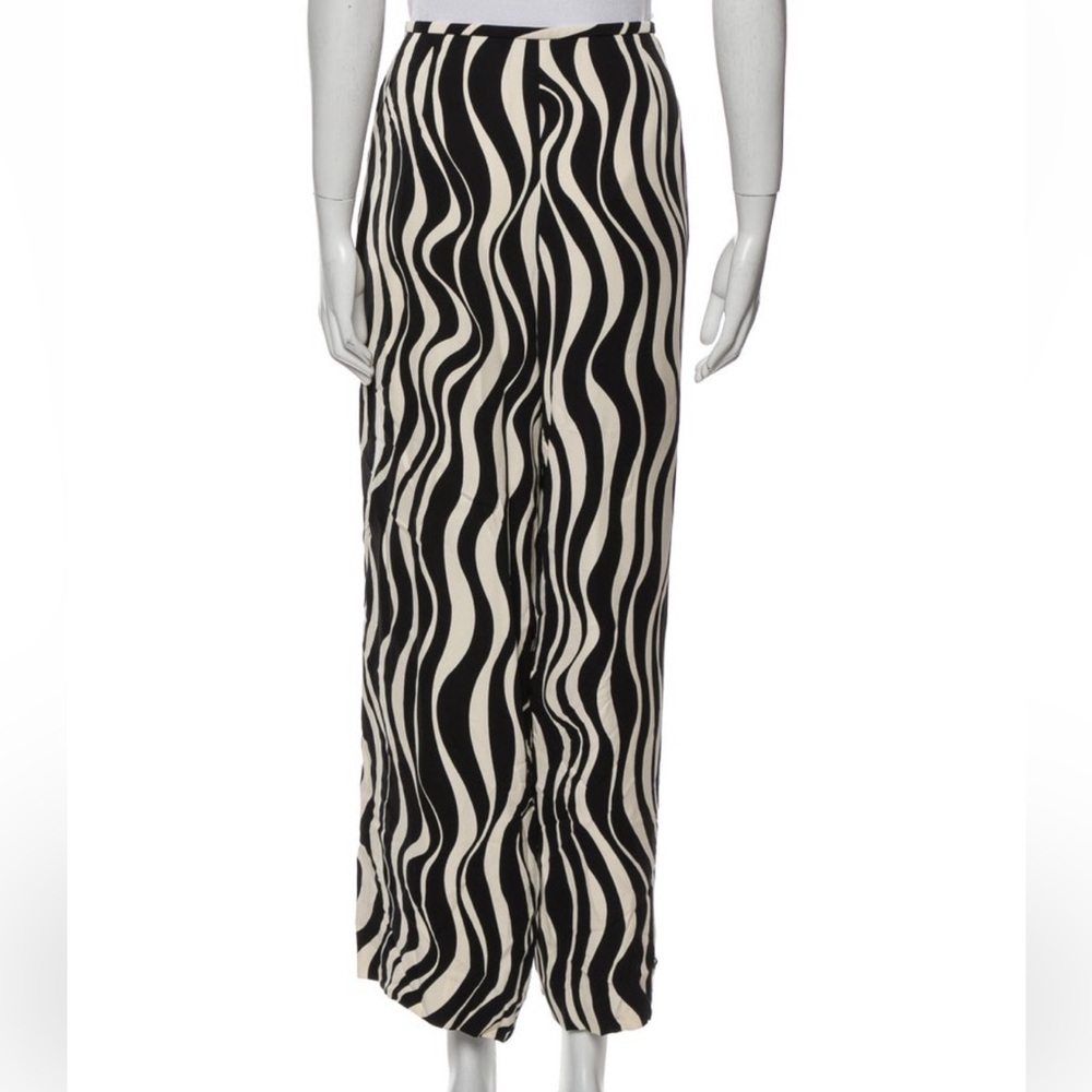 XXL Louis Feraud Wide Leg Pants Black and White Wavy Pattern